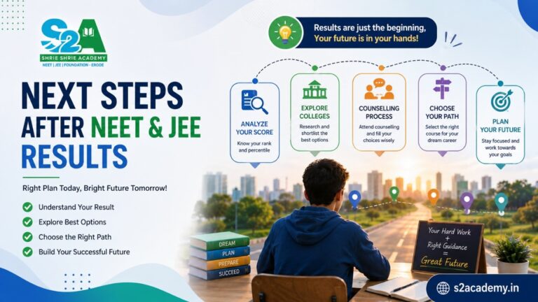 Student reviewing admission options and counselling details after NEET and JEE results to plan the next academic step.
