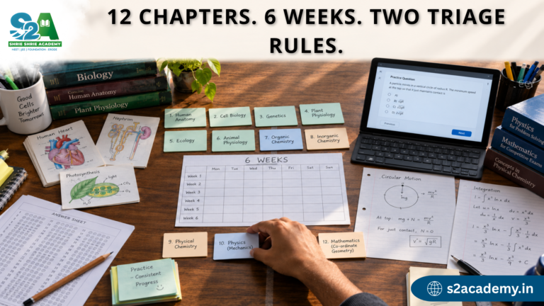 Six-week NEET and JEE revision plan sorting twelve difficult chapters into different priorities.